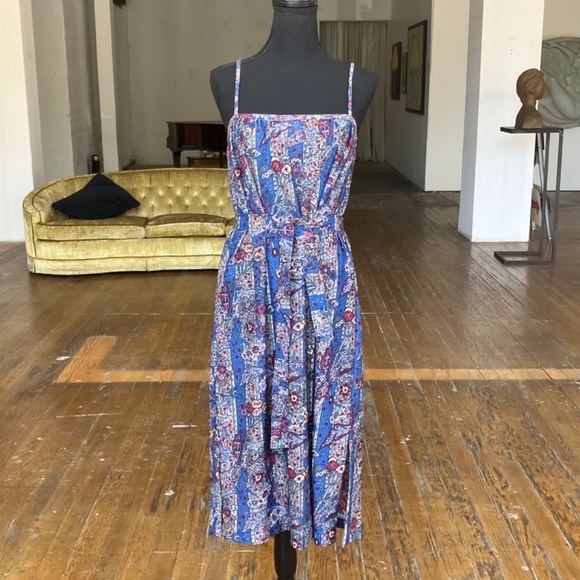 Blue, white and red vintage handmade floral, dress and jacket set - Picture 11 of 12